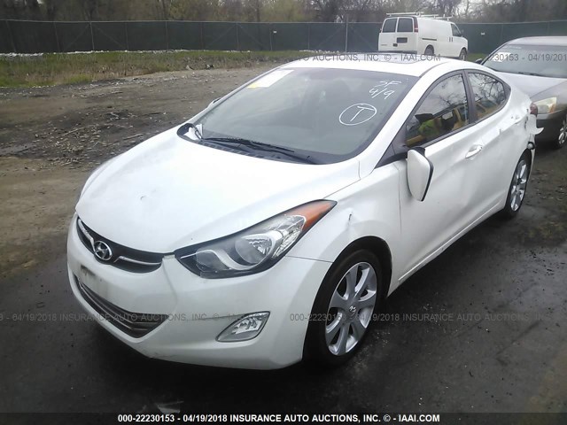 5NPDH4AE3CH094278 - 2012 HYUNDAI ELANTRA GLS/LIMITED WHITE photo 2