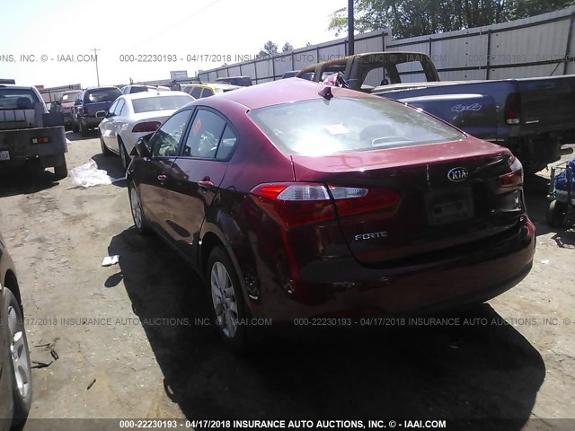 KNAFX4A66E5213316 - 2014 KIA FORTE LX RED photo 3