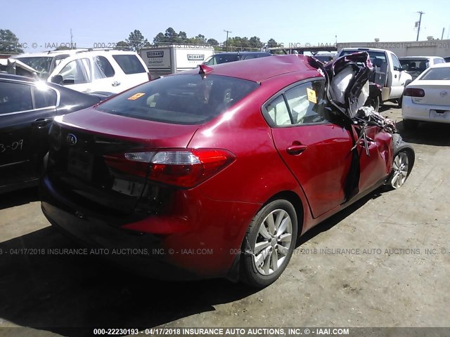 KNAFX4A66E5213316 - 2014 KIA FORTE LX RED photo 4