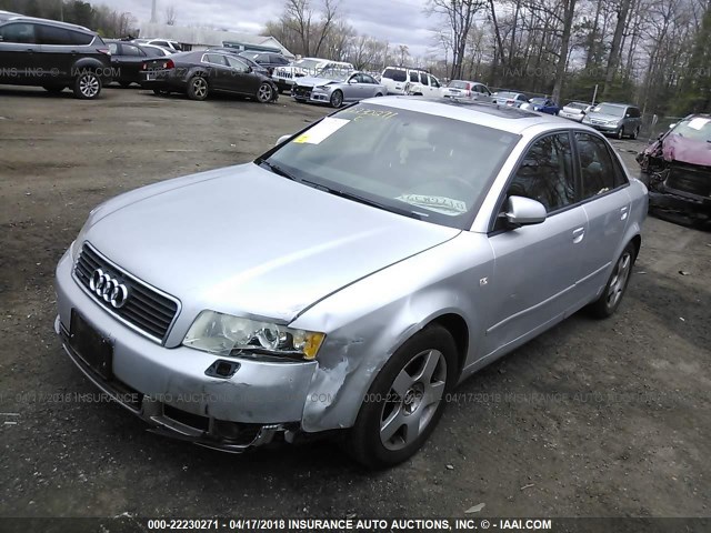 WAULC68E04A269250 - 2004 AUDI A4 1.8T QUATTRO SILVER photo 2