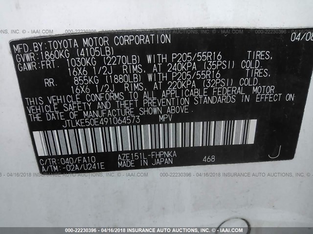 JTLKE50E491064573 - 2009 TOYOTA SCION XB Ağ foto 9