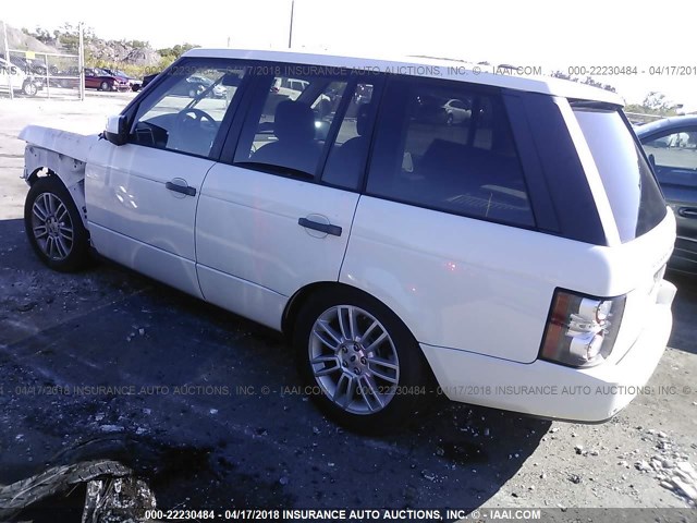 SALME1D45AA321784 - 2010 LAND ROVER RANGE ROVER HSE WHITE photo 3