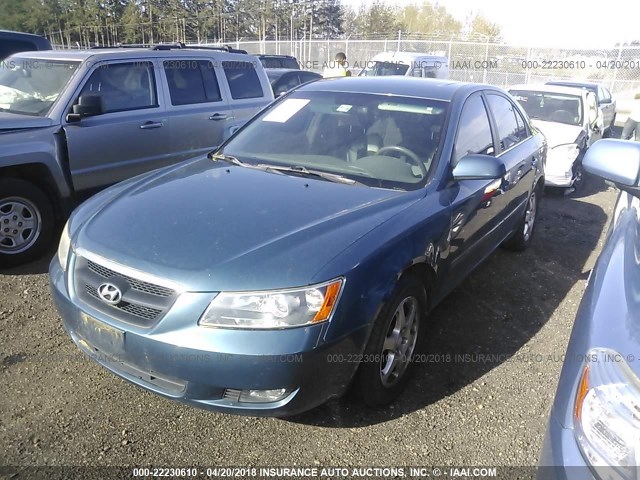 5NPEU46F46H067659 - 2006 HYUNDAI SONATA GLS/LX BLUE photo 2