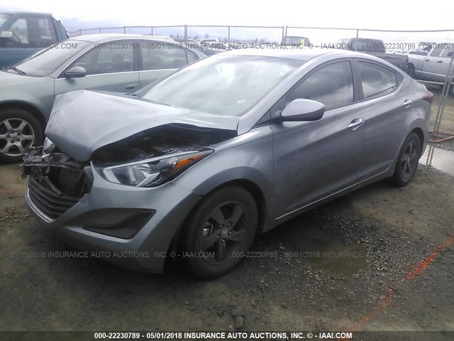 KMHDH4AE0EU191345 - 2014 HYUNDAI ELANTRA SE/SPORT/LIMITED GRAY photo 2