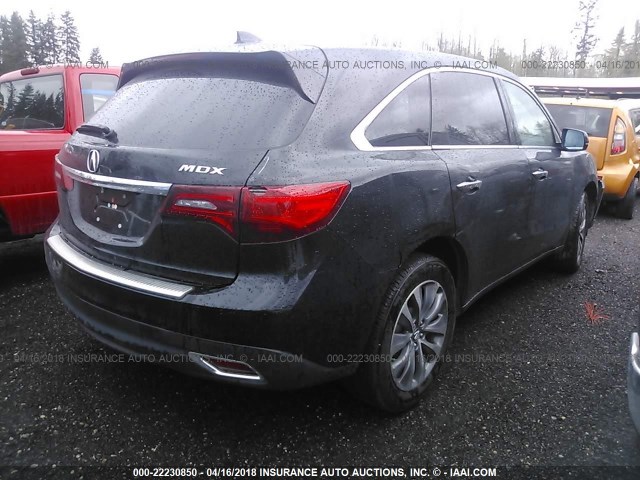 5FRYD3H6XEB005604 - 2014 ACURA MDX TECHNOLOGY BLACK photo 4