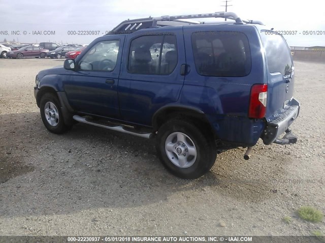 5N1ED28Y62C519857 - 2002 NISSAN XTERRA XE/SE BLUE photo 3