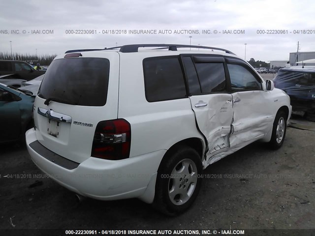 JTEGP21A360124376 - 2006 TOYOTA HIGHLANDER LIMITED WHITE photo 4