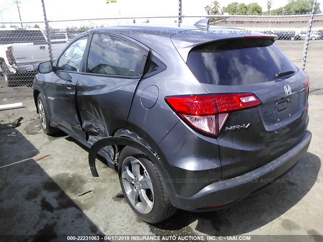 3CZRU5H51GM751134 - 2016 HONDA HR-V EX GRAY photo 3