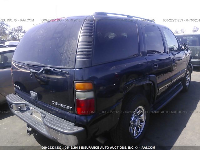 1GNEC13T95R173664 - 2005 CHEVROLET TAHOE C1500 BLUE photo 4