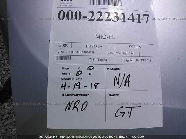 JTLKE50E691074179 - 2009 TOYOTA SCION XB ვერცხლისფერი ფოტო 7