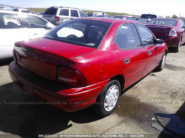 1P3ES27C5TD652671 - 1996 PLYMOUTH NEON RED photo 4