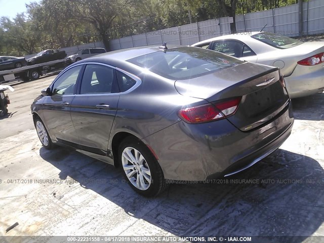 1C3CCCABXFN695187 - 2015 CHRYSLER 200 LIMITED GRAY photo 3