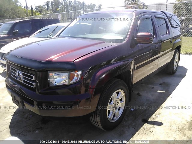 2HJYK16548H001810 - 2008 HONDA RIDGELINE RTL BURGUNDY photo 2