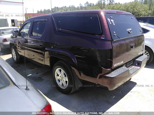 2HJYK16548H001810 - 2008 HONDA RIDGELINE RTL BURGUNDY photo 3