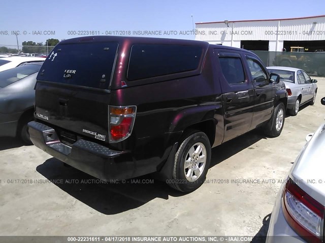 2HJYK16548H001810 - 2008 HONDA RIDGELINE RTL BURGUNDY photo 4