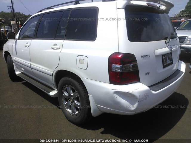 JTEDP21A350062415 - 2005 TOYOTA HIGHLANDER LIMITED WHITE photo 3