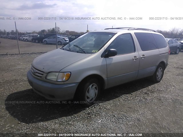 4T3ZF13C31U401962 - 2001 TOYOTA SIENNA LE/XLE BEIGE photo 2