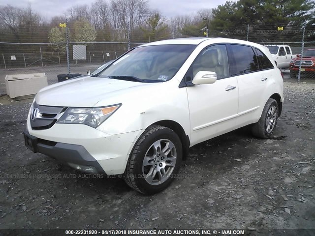 2HNYD28357H523631 - 2007 ACURA MDX TECHNOLOGY WHITE photo 2
