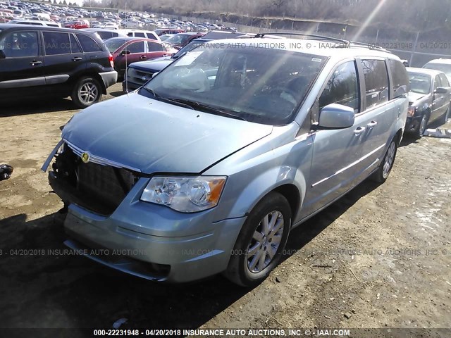 2A8HR54P28R151400 - 2008 CHRYSLER TOWN & COUNTRY TOURING Light Blue photo 2