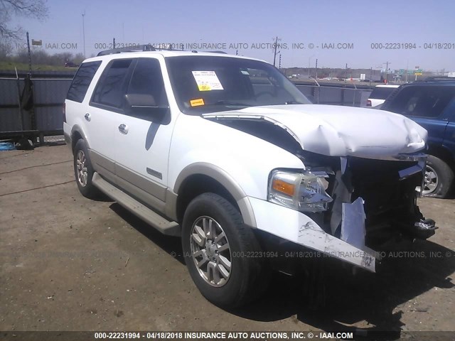 1FMFU17587LA71019 - 2007 FORD EXPEDITION EDDIE BAUER WHITE photo 1