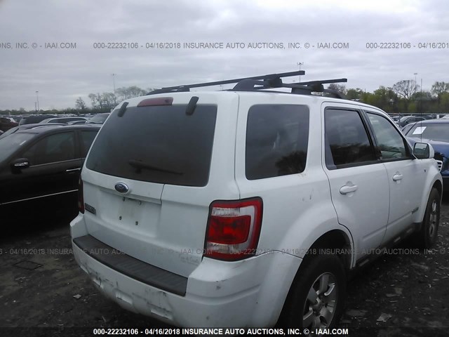 1FMCU04148KB47504 - 2008 FORD ESCAPE LIMITED WHITE photo 4