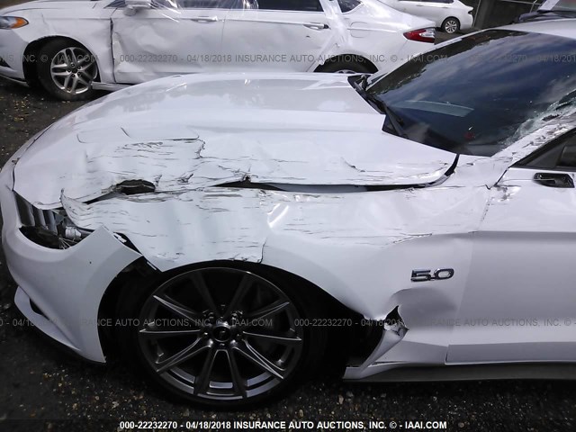 1FA6P8CF5G5331809 - 2016 FORD MUSTANG GT WHITE photo 6