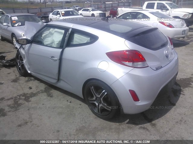 KMHTC6AD6FU232334 - 2015 HYUNDAI VELOSTER SILVER photo 3