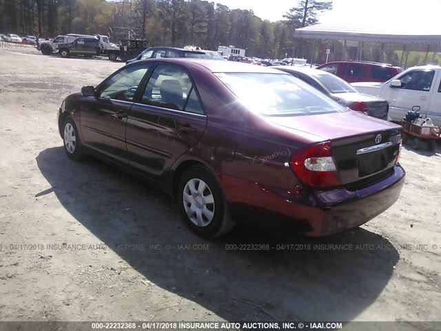 4T1BE32K02U086900 - 2002 TOYOTA CAMRY LE/XLE/SE RED photo 3