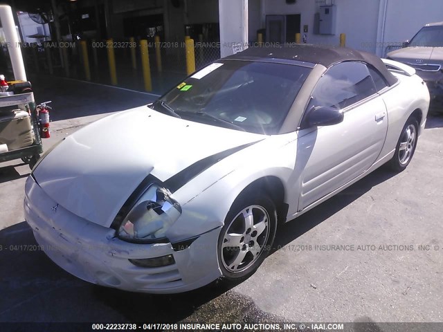 4A3AE45G63E022043 - 2003 MITSUBISHI ECLIPSE SPYDER GS WHITE photo 2