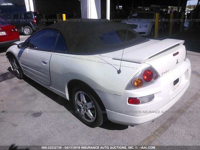4A3AE45G63E022043 - 2003 MITSUBISHI ECLIPSE SPYDER GS WHITE photo 3