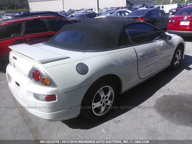 4A3AE45G63E022043 - 2003 MITSUBISHI ECLIPSE SPYDER GS WHITE photo 4