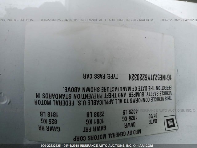 1G1NE52J1Y6220324 - 2000 CHEVROLET MALIBU LS WHITE photo 9