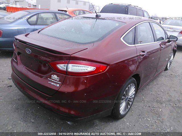 3FA6P0RU8ER183639 - 2014 FORD FUSION TITANIUM HEV GOLD photo 4