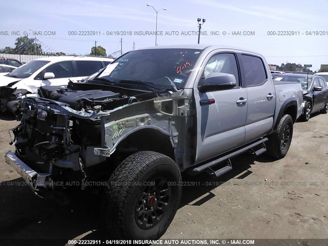 5TFCZ5AN0HX073771 - 2017 TOYOTA TACOMA DBL CAB/SR/TRDSPT/OR/PRO GRAY photo 2