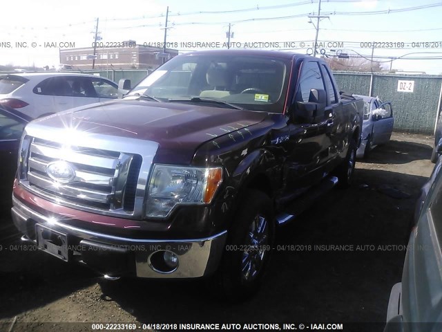 1FTPX14V39FA49290 - 2009 FORD F150 SUPER CAB BURGUNDY photo 2