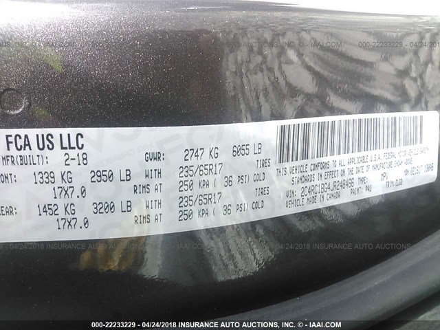 2C4RC1BG4JR248466 - 2018 CHRYSLER PACIFICA TOURING L Մոխրագույն լուսանկար 9