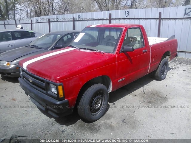 1GCDT14Z0P8147762 - 1993 CHEVROLET S TRUCK S10 RED photo 2