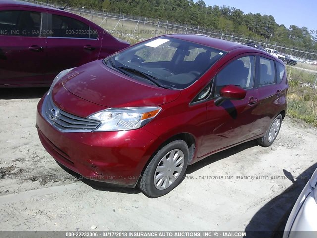 3N1CE2CP9FL366265 - 2015 NISSAN VERSA NOTE S/S PLUS/SV/SL/SR BURGUNDY photo 2