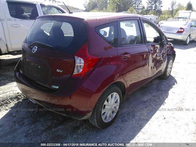 3N1CE2CP9FL366265 - 2015 NISSAN VERSA NOTE S/S PLUS/SV/SL/SR BURGUNDY photo 4