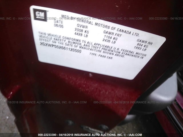 2G2WP552661120500 - 2006 PONTIAC GRAND PRIX 红色 照片 9