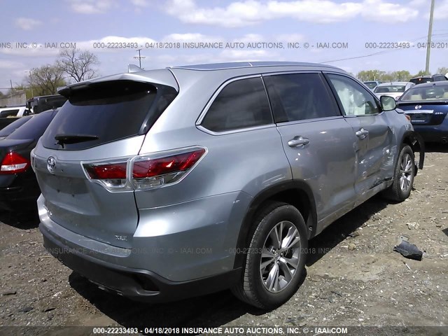 5TDKKRFHXES016876 - 2014 TOYOTA HIGHLANDER XLE ვერცხლისფერი ფოტო 4