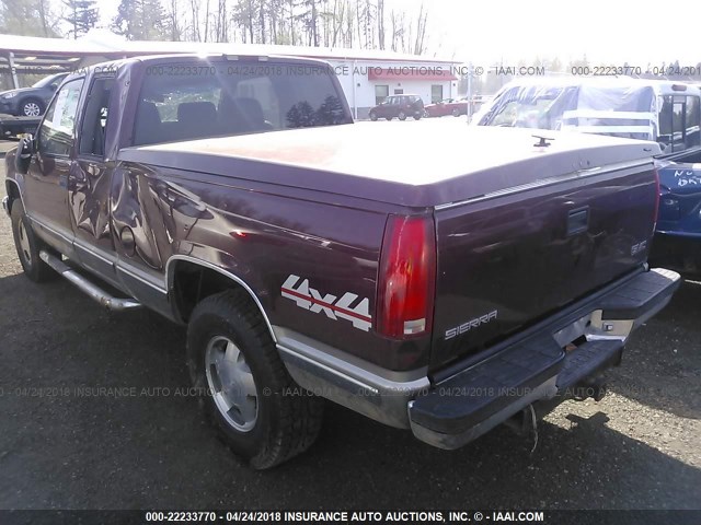 2GTEK19R0W1535818 - 1998 GMC SIERRA K1500 MAROON photo 3