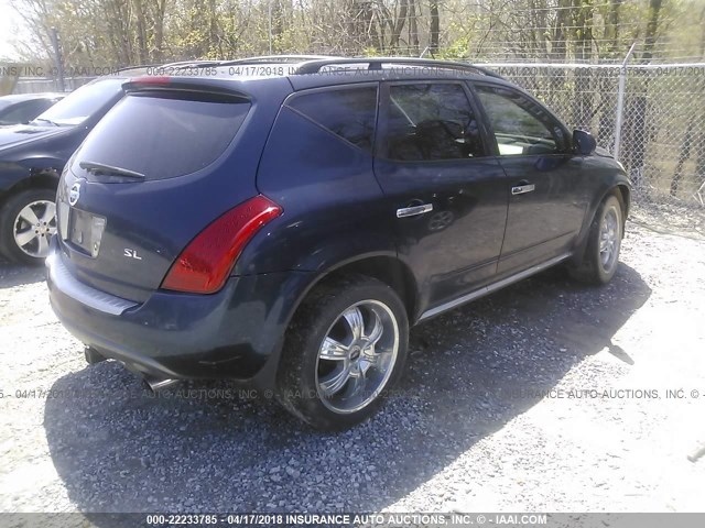 JN8AZ08T66W408702 - 2006 NISSAN MURANO SL/SE/S BLUE photo 4