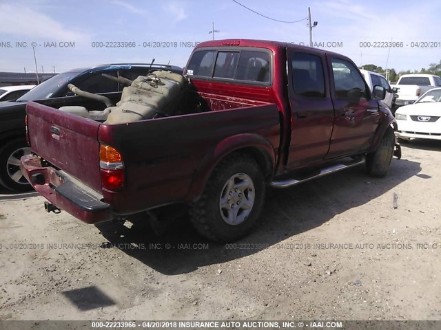 5TEGN92N94Z393774 - 2004 TOYOTA TACOMA DOUBLE CAB PRERUNNER MAROON photo 4