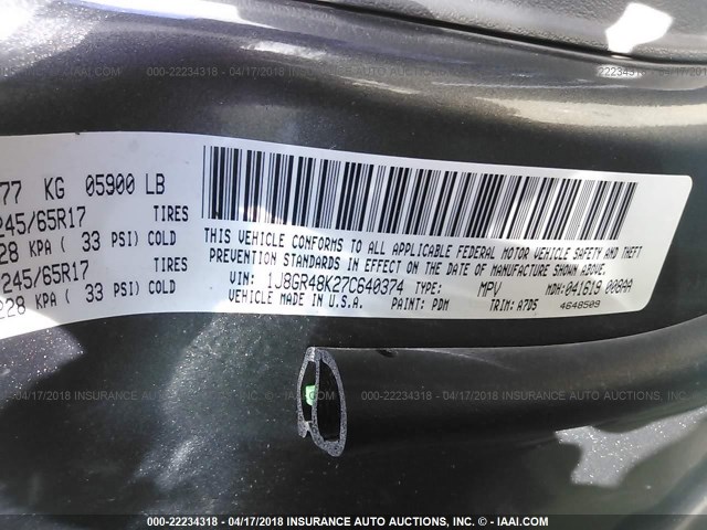 1J8GR48K27C640374 - 2007 JEEP GRAND CHEROKEE LAREDO/COLUMBIA/FREEDOM 灰色 照片 9