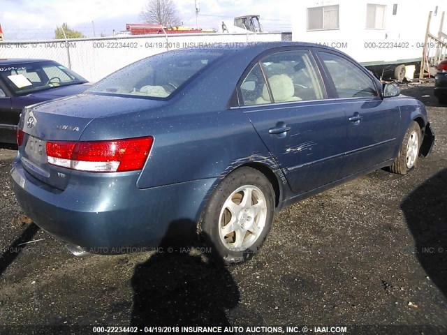 5NPEU46F36H010479 - 2006 HYUNDAI SONATA GLS/LX BLUE photo 4