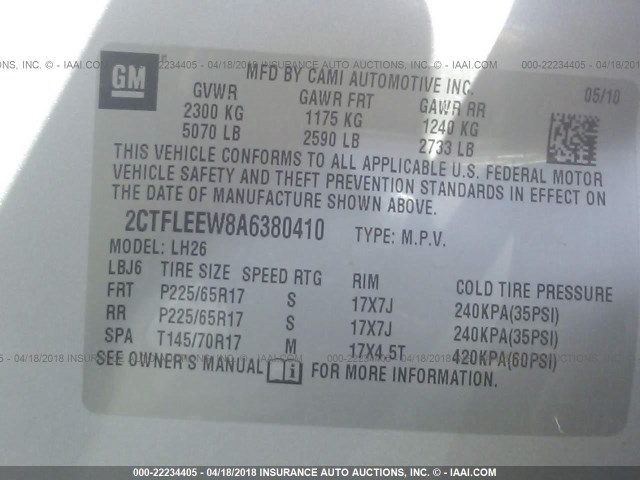 2CTFLEEW8A6380410 - 2010 GMC TERRAIN SLE SILVER photo 9