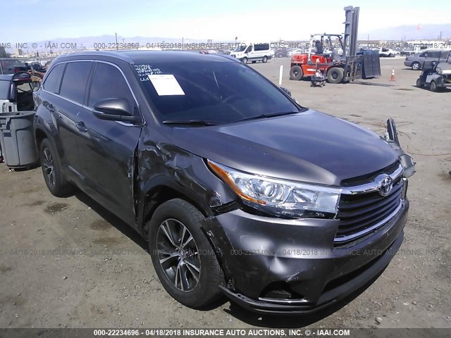 5TDKKRFH9GS137952 - 2016 TOYOTA HIGHLANDER XLE ნაცრისფერი ფოტო 1