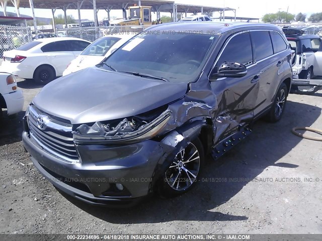 5TDKKRFH9GS137952 - 2016 TOYOTA HIGHLANDER XLE ნაცრისფერი ფოტო 2