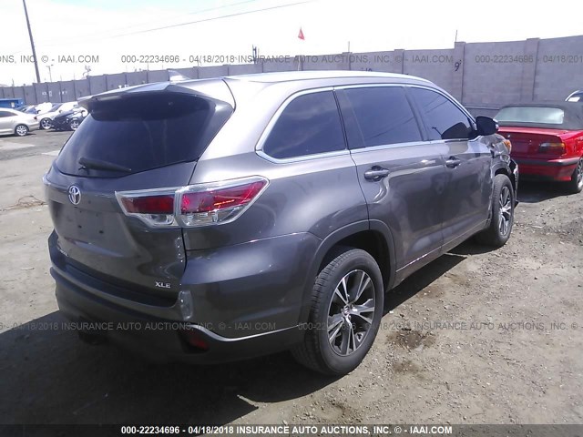 5TDKKRFH9GS137952 - 2016 TOYOTA HIGHLANDER XLE ნაცრისფერი ფოტო 4